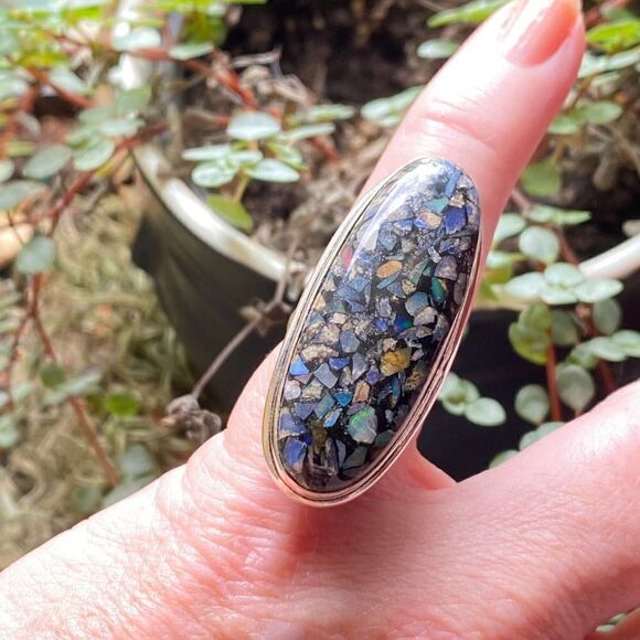 Copper Ethiopian Opal Sterling Silver Ring Size 6 - Picture 6 of 6